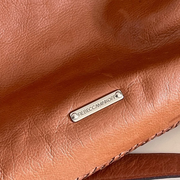 Rebecca Minkoff Bonnie Box Woven Almond Brown Leather Satchel Shoulder Bag - Picture 7 of 15